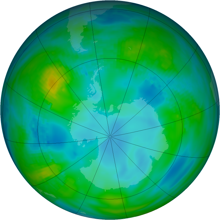 Antarctic ozone map for 17 May 1982